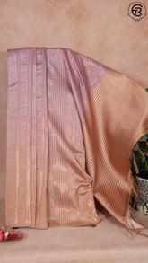 Ombre Purple and Brown Floral Zari Weaved Tussar Silk Saree